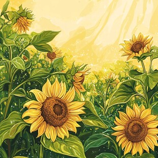 阳光下的向日葵花田