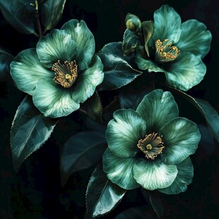 墨绿山茶花绽放之美