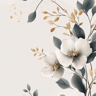 淡雅花卉枝叶装饰图案