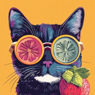 戴水果眼镜的酷炫猫咪
