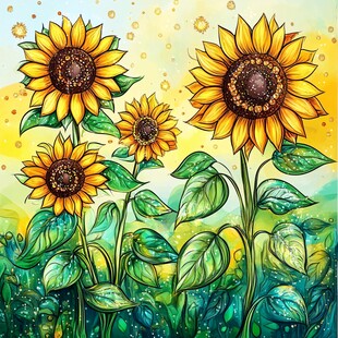向日葵插画 阳光下的灿烂绽放