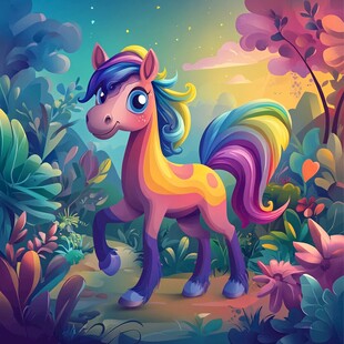 梦幻森林中的彩虹小马
