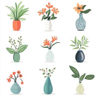 可爱盆栽插画集合