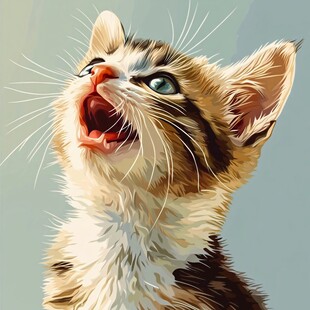 仰头欢叫的可爱小猫咪