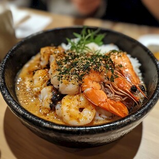 鲜虾盖饭 美味诱人的一餐