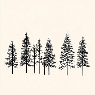 简约风格冷杉树插画