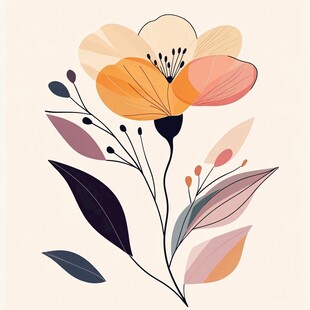 简约手绘花卉插画图案