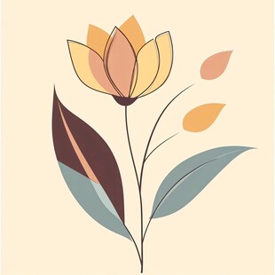 简约手绘花卉插画图案