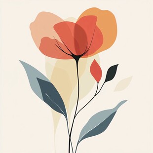 简约风格抽象花朵插画