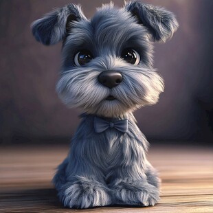 可爱灰毛小狗戴领结