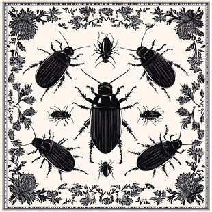 复古风蟑螂装饰图案设计