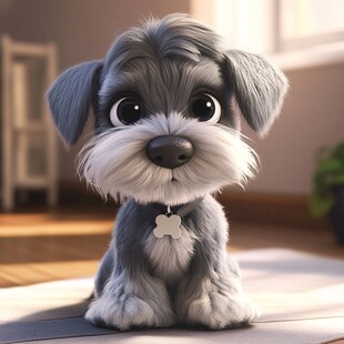 可爱萌宠雪纳瑞小狗形象