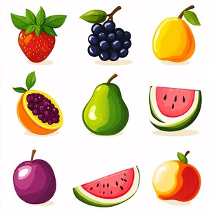 多样卡通水果集合