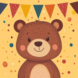 可爱小熊庆生插画
