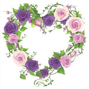 心形玫瑰花卉装饰图案