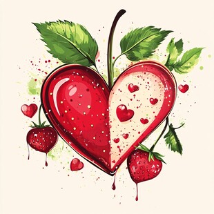 心形草莓插画 浪漫又甜美