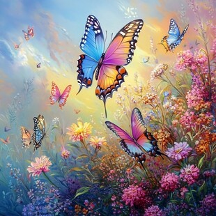 蝶舞繁花间的梦幻景致