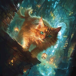 奇幻世界中的神秘长毛猫