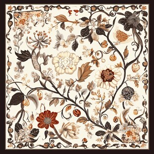 复古花卉鸟类图案装饰画