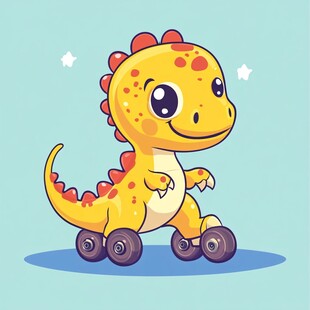 小恐龙快乐滑旱冰