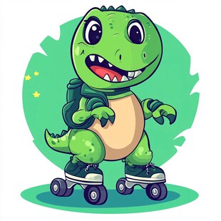 轮滑小恐龙的欢乐时光