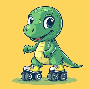 小恐龙快乐滑旱冰