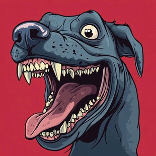 咆哮的卡通黑狗