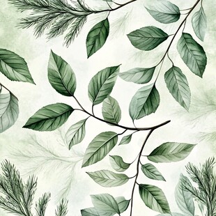 清新绿叶植物无缝背景图