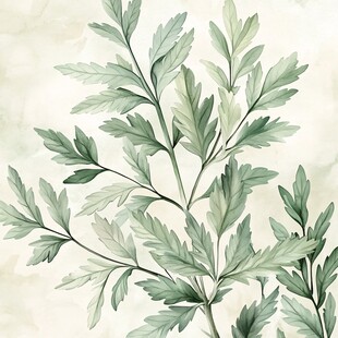 清新水彩风绿色植物叶片