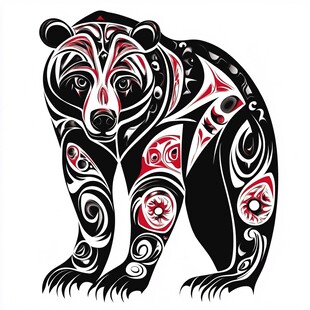 图腾风格黑熊图案设计