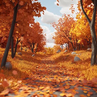 秋日林间小径的诗意景致