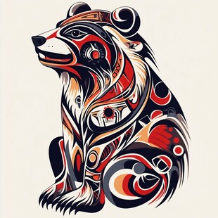 抽象风格熊的艺术插画