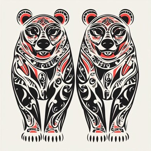双熊图腾图案设计