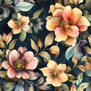 水彩花卉复古风图案