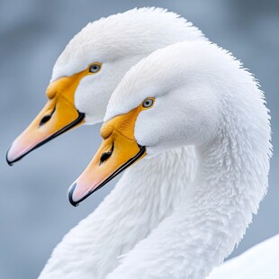 双天鹅特写 优雅的白色精灵