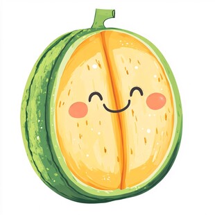 可爱笑脸甜瓜插画