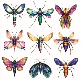 多彩昆虫插画集合