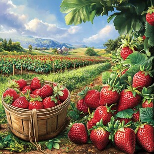 田园草莓丰收景象