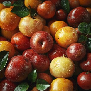 饱满多汁的多彩李子果实