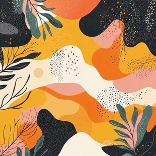 抽象植物几何图案背景图
