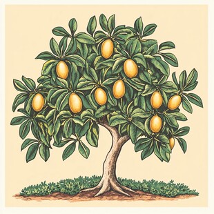 硕果累累的金黄芒果树