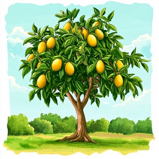 硕果累累的金黄芒果树