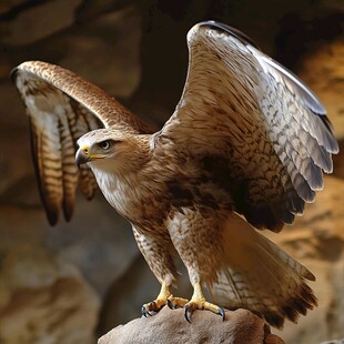 展翅雄鹰立于岩石之上