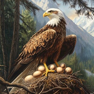 守护巢穴的白头鹰