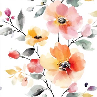 水彩花卉图案 清新柔美