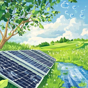田园风光中的太阳能板