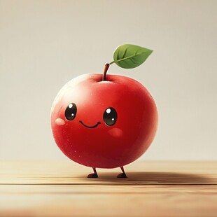 可爱拟人化红苹果形象