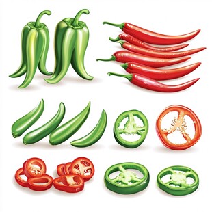 多样辣椒插画集合