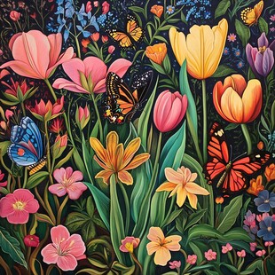 繁花蝶影的梦幻花园世界