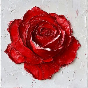 立体笔触红玫瑰油画